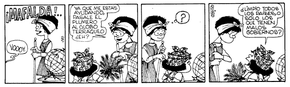 Mafalda limpiando el mundo